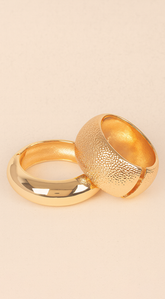 Gilded Duo Two Piece Set Metal Bangle -  Gold